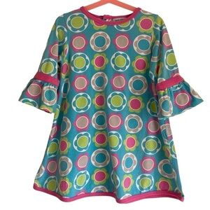 Chez Ami by Patsy Aiken Retro Style Bell Sleeve Floral Polka Dot Cotton Dress 6X